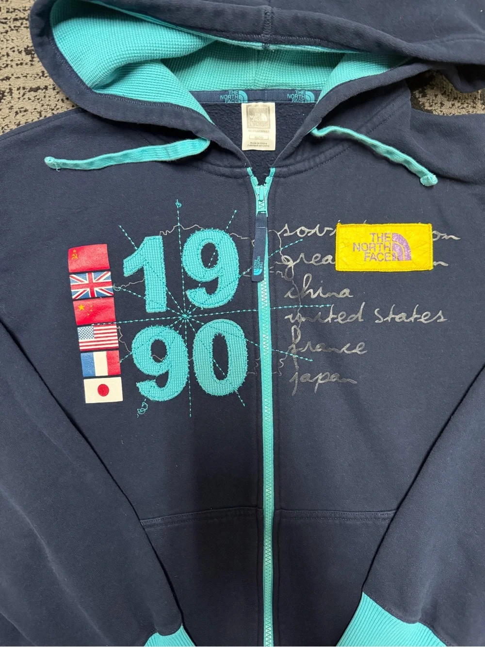 The North Face Navy & Turquoise Full-Zip Hoodie Jacket